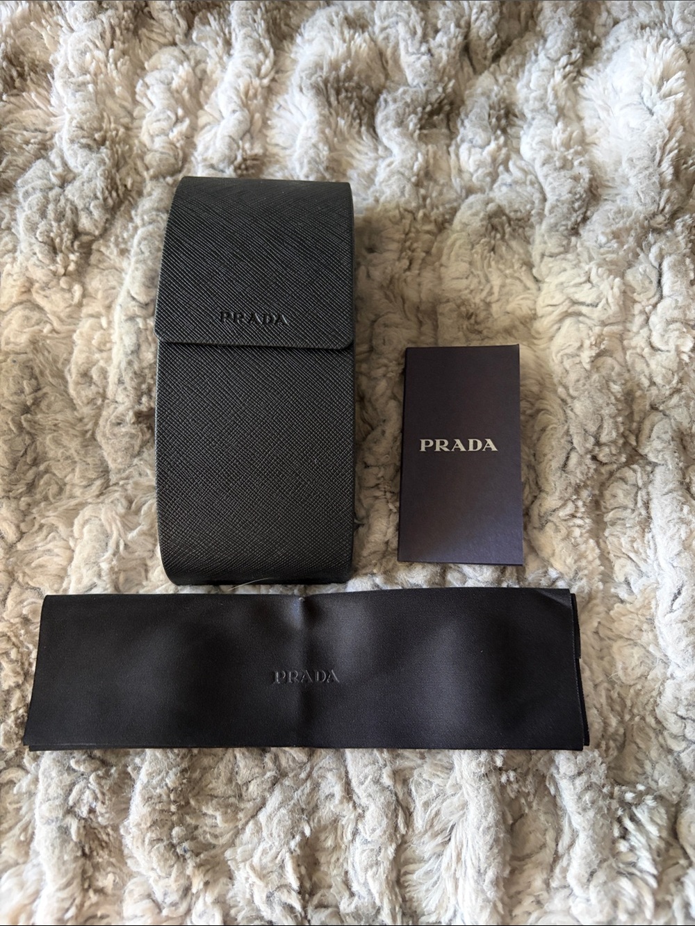 Prada Black Saffiano Leather Eyewear Pouch with Branded Sleeve
